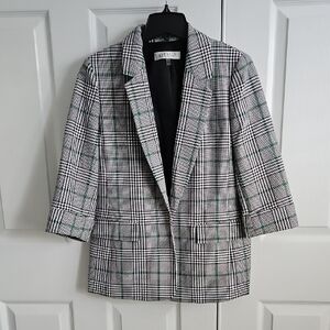 Kasper SMALL Women's Plaid Blazer in Black and Green